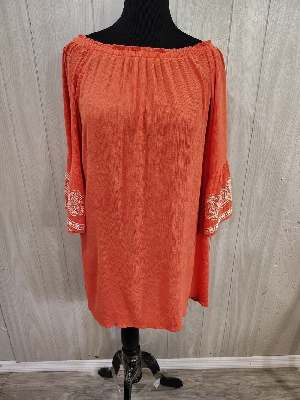 Women's Peasant Hippie Embroidered Flying Tomato Blouse Size 2x Stretchy Cottage